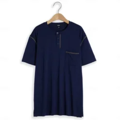 New OUKU Men's Henley Shirt Tee Top Plain Henley Street Vacation Short Sleeves Pocket Vintage Style Clothing Apparel Fashion Designer Basic