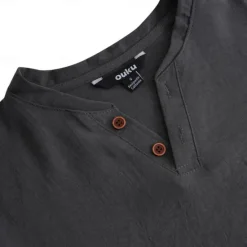 New OUKU Men's Henley Shirt Tee Top Plain V Neck Street Vacation Short Sleeves Clothing Apparel Fashion Designer Basic
