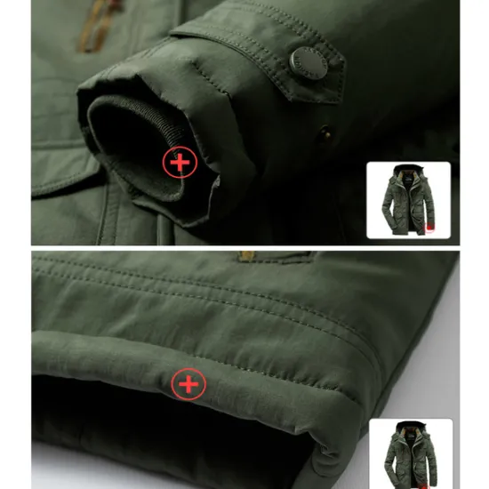 OUKU Men's Hiking Fleece Jacket Winter Jacket Thick Warm Hooded Parka Military Windbreaker Outdoor Detachable Cap Black Trench Coat Outerwear Hunting Ski Snowboard Camping Caving Army Green Khaki Blue