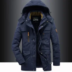 OUKU Men's Hiking Fleece Jacket Winter Jacket Thick Warm Hooded Parka Military Windbreaker Outdoor Detachable Cap Black Trench Coat Outerwear Hunting Ski Snowboard Camping Caving Army Green Khaki Blue