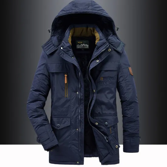 OUKU Men's Hiking Fleece Jacket Winter Jacket Thick Warm Hooded Parka Military Windbreaker Outdoor Detachable Cap Black Trench Coat Outerwear Hunting Ski Snowboard Camping Caving Army Green Khaki Blue
