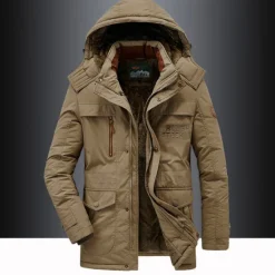 OUKU Men's Hiking Fleece Jacket Winter Jacket Thick Warm Hooded Parka Military Windbreaker Outdoor Detachable Cap Black Trench Coat Outerwear Hunting Ski Snowboard Camping Caving Army Green Khaki Blue