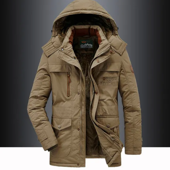 OUKU Men's Hiking Fleece Jacket Winter Jacket Thick Warm Hooded Parka Military Windbreaker Outdoor Detachable Cap Black Trench Coat Outerwear Hunting Ski Snowboard Camping Caving Army Green Khaki Blue