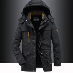 OUKU Men's Hiking Fleece Jacket Winter Jacket Thick Warm Hooded Parka Military Windbreaker Outdoor Detachable Cap Black Trench Coat Outerwear Hunting Ski Snowboard Camping Caving Army Green Khaki Blue