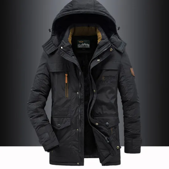 OUKU Men's Hiking Fleece Jacket Winter Jacket Thick Warm Hooded Parka Military Windbreaker Outdoor Detachable Cap Black Trench Coat Outerwear Hunting Ski Snowboard Camping Caving Army Green Khaki Blue