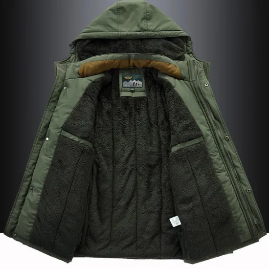 OUKU Men's Hiking Fleece Jacket Winter Jacket Thick Warm Hooded Parka Military Windbreaker Outdoor Detachable Cap Black Trench Coat Outerwear Hunting Ski Snowboard Camping Caving Army Green Khaki Blue