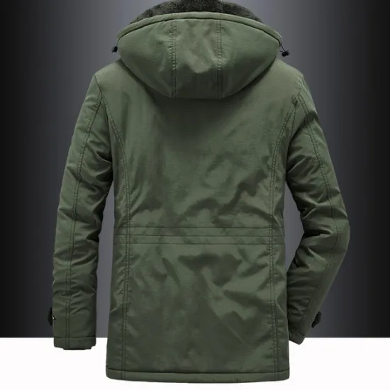 OUKU Men's Hiking Fleece Jacket Winter Jacket Thick Warm Hooded Parka Military Windbreaker Outdoor Detachable Cap Black Trench Coat Outerwear Hunting Ski Snowboard Camping Caving Army Green Khaki Blue