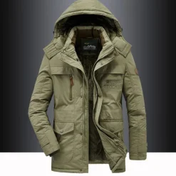 OUKU Men's Hiking Fleece Jacket Winter Jacket Thick Warm Hooded Parka Military Windbreaker Outdoor Detachable Cap Black Trench Coat Outerwear Hunting Ski Snowboard Camping Caving Army Green Khaki Blue