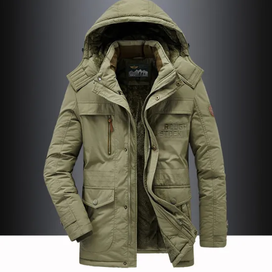 OUKU Men's Hiking Fleece Jacket Winter Jacket Thick Warm Hooded Parka Military Windbreaker Outdoor Detachable Cap Black Trench Coat Outerwear Hunting Ski Snowboard Camping Caving Army Green Khaki Blue