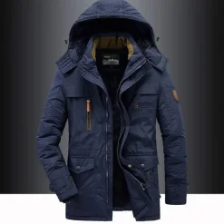 OUKU Men's Hiking Fleece Jacket Winter Jacket Thick Warm Hooded Parka Military Windbreaker Outdoor Detachable Cap Black Trench Coat Outerwear Hunting Ski Snowboard Camping Caving Army Green Khaki Blue