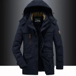 OUKU Men's Hiking Fleece Jacket Winter Jacket Thick Warm Hooded Parka Military Windbreaker Outdoor Detachable Cap Black Trench Coat Outerwear Hunting Ski Snowboard Camping Caving Army Green Khaki Blue