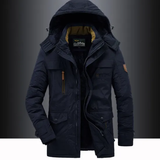 OUKU Men's Hiking Fleece Jacket Winter Jacket Thick Warm Hooded Parka Military Windbreaker Outdoor Detachable Cap Black Trench Coat Outerwear Hunting Ski Snowboard Camping Caving Army Green Khaki Blue
