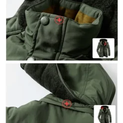 OUKU Men's Hiking Fleece Jacket Winter Jacket Thick Warm Hooded Parka Military Windbreaker Outdoor Detachable Cap Black Trench Coat Outerwear Hunting Ski Snowboard Camping Caving Army Green Khaki Blue