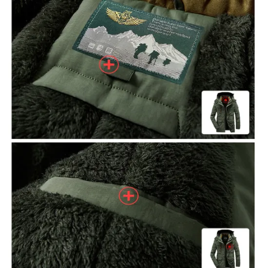 OUKU Men's Hiking Fleece Jacket Winter Jacket Thick Warm Hooded Parka Military Windbreaker Outdoor Detachable Cap Black Trench Coat Outerwear Hunting Ski Snowboard Camping Caving Army Green Khaki Blue