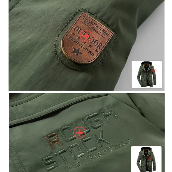 OUKU Men's Hiking Fleece Jacket Winter Jacket Thick Warm Hooded Parka Military Windbreaker Outdoor Detachable Cap Black Trench Coat Outerwear Hunting Ski Snowboard Camping Caving Army Green Khaki Blue