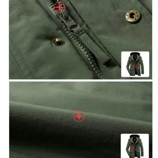 OUKU Men's Hiking Fleece Jacket Winter Jacket Thick Warm Hooded Parka Military Windbreaker Outdoor Detachable Cap Black Trench Coat Outerwear Hunting Ski Snowboard Camping Caving Army Green Khaki Blue