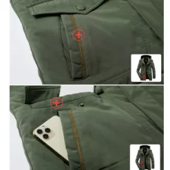 OUKU Men's Hiking Fleece Jacket Winter Jacket Thick Warm Hooded Parka Military Windbreaker Outdoor Detachable Cap Black Trench Coat Outerwear Hunting Ski Snowboard Camping Caving Army Green Khaki Blue