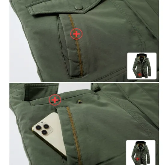 OUKU Men's Hiking Fleece Jacket Winter Jacket Thick Warm Hooded Parka Military Windbreaker Outdoor Detachable Cap Black Trench Coat Outerwear Hunting Ski Snowboard Camping Caving Army Green Khaki Blue