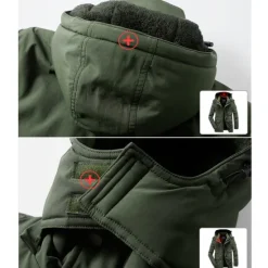 Outlet OUKU Men's Hiking Fleece Jacket Winter Jacket Thick Warm Hooded Parka Military Windbreaker Outdoor Detachable Cap Black Trench Coat Outerwear Hunting Ski Snowboard Camping Caving Army Green Khaki Blue