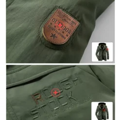Outlet OUKU Men's Hiking Fleece Jacket Winter Jacket Thick Warm Hooded Parka Military Windbreaker Outdoor Detachable Cap Black Trench Coat Outerwear Hunting Ski Snowboard Camping Caving Army Green Khaki Blue