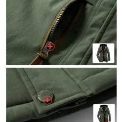 Outlet OUKU Men's Hiking Fleece Jacket Winter Jacket Thick Warm Hooded Parka Military Windbreaker Outdoor Detachable Cap Black Trench Coat Outerwear Hunting Ski Snowboard Camping Caving Army Green Khaki Blue