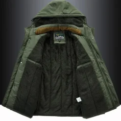 Outlet OUKU Men's Hiking Fleece Jacket Winter Jacket Thick Warm Hooded Parka Military Windbreaker Outdoor Detachable Cap Black Trench Coat Outerwear Hunting Ski Snowboard Camping Caving Army Green Khaki Blue