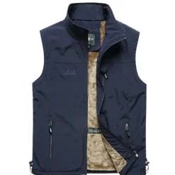 Discount OUKU Men's Hiking Fleece Vest Sleeveless Vest / Gilet Top Outdoor Thermal Warm Windproof Comfort Breathable Winter Summer Sporty Zipper Velvet Polyester Black Army Green Khaki Hunting Fishing Beach