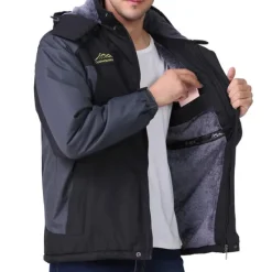 Outlet OUKU Men's Hiking Jacket Ski Jacket Hiking Windbreaker Fleece Winter Outdoor Windproof Breathable Hoodie Winter Jacket Top Single Slider Hunting Fishing Climbing Army Green Black Red Blue