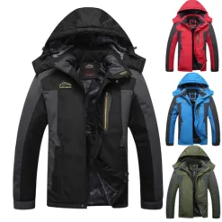 Outlet OUKU Men's Hiking Jacket Ski Jacket Hiking Windbreaker Fleece Winter Outdoor Windproof Breathable Hoodie Winter Jacket Top Single Slider Hunting Fishing Climbing Army Green Black Red Blue