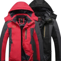 Outlet OUKU Men's Hiking Jacket Ski Jacket Hiking Windbreaker Fleece Winter Outdoor Windproof Breathable Hoodie Winter Jacket Top Single Slider Hunting Fishing Climbing Army Green Black Red Blue