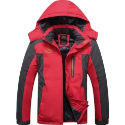 Outlet OUKU Men's Hiking Jacket Ski Jacket Hiking Windbreaker Fleece Winter Outdoor Windproof Breathable Hoodie Winter Jacket Top Single Slider Hunting Fishing Climbing Army Green Black Red Blue