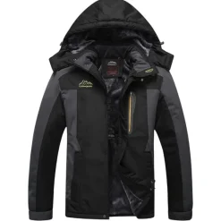 Outlet OUKU Men's Hiking Jacket Ski Jacket Hiking Windbreaker Fleece Winter Outdoor Windproof Breathable Hoodie Winter Jacket Top Single Slider Hunting Fishing Climbing Army Green Black Red Blue