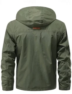 Clearance OUKU Men's Hiking Jacket Tactical Jacket Windcheater Jacket Sports Outdoor Camping & Hiking Waterproof Windbreaker Detachable Design Spring & Fall Solid Color Active Hooded Regular Black Green Khaki