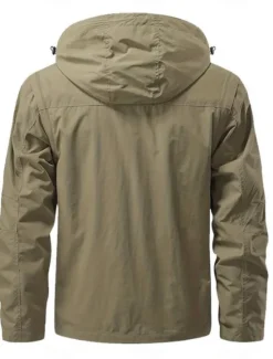 Clearance OUKU Men's Hiking Jacket Tactical Jacket Windcheater Jacket Sports Outdoor Camping & Hiking Waterproof Windbreaker Detachable Design Spring & Fall Solid Color Active Hooded Regular Black Green Khaki