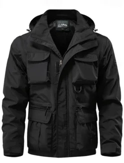 Clearance OUKU Men's Hiking Jacket Tactical Jacket Windcheater Jacket Sports Outdoor Camping & Hiking Waterproof Windbreaker Detachable Design Spring & Fall Solid Color Active Hooded Regular Black Green Khaki