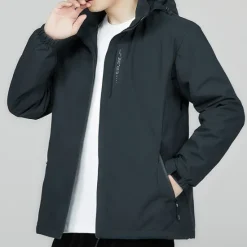 Sale OUKU Men's Hiking Jacket Waterproof Hiking Jacket Rain Jacket Winter Outdoor Thermal Warm Waterproof Windproof Warm Outerwear Windbreaker Trench Coat Full Length Visible Zipper Fishing Climbing Camping