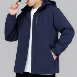 Sale OUKU Men's Hiking Jacket Waterproof Hiking Jacket Rain Jacket Winter Outdoor Thermal Warm Waterproof Windproof Warm Outerwear Windbreaker Trench Coat Full Length Visible Zipper Fishing Climbing Camping