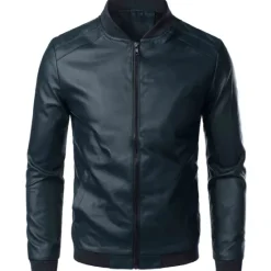 Discount OUKU Men's Hiking Lightweight Jacket Faux Leather Jacket Spring Fall Biker Jacket Coat Top PU Motorcycle Jackets Loose Streetwear Outerwear