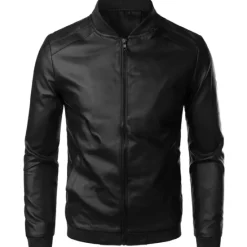 Discount OUKU Men's Hiking Lightweight Jacket Faux Leather Jacket Spring Fall Biker Jacket Coat Top PU Motorcycle Jackets Loose Streetwear Outerwear