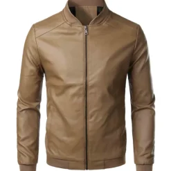 Discount OUKU Men's Hiking Lightweight Jacket Faux Leather Jacket Spring Fall Biker Jacket Coat Top PU Motorcycle Jackets Loose Streetwear Outerwear