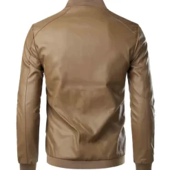 Discount OUKU Men's Hiking Lightweight Jacket Faux Leather Jacket Spring Fall Biker Jacket Coat Top PU Motorcycle Jackets Loose Streetwear Outerwear