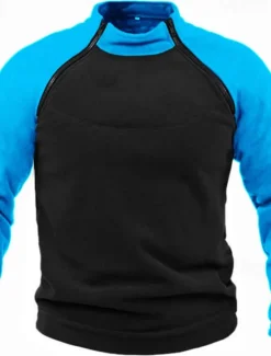 Sale OUKU Men's Hiking Sweatshirt Fleece Hoodie Tactical Hoodie Stand Collar Sports & Outdoor Daily Holiday Patchwork Color Block Yellow Red Blue Activewear Streetwear Sport Spring & Fall