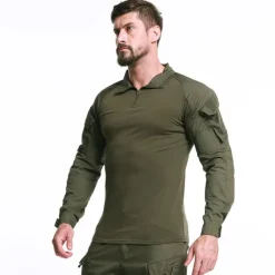 Online OUKU Men's Hiking Tee shirt Tactical Military Assault Combat Shirt Vintage Graphic Tee Long Sleeve Slim Fit Camo T Shirt with Zipper Sweatshirt Top Outdoor Quick Dry Lightweight Breathable Sweat wicking