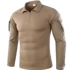 Online OUKU Men's Hiking Tee shirt Tactical Military Assault Combat Shirt Vintage Graphic Tee Long Sleeve Slim Fit Camo T Shirt with Zipper Sweatshirt Top Outdoor Quick Dry Lightweight Breathable Sweat wicking