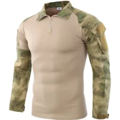 Online OUKU Men's Hiking Tee shirt Tactical Military Assault Combat Shirt Vintage Graphic Tee Long Sleeve Slim Fit Camo T Shirt with Zipper Sweatshirt Top Outdoor Quick Dry Lightweight Breathable Sweat wicking