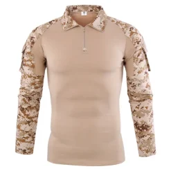 Online OUKU Men's Hiking Tee shirt Tactical Military Assault Combat Shirt Vintage Graphic Tee Long Sleeve Slim Fit Camo T Shirt with Zipper Sweatshirt Top Outdoor Quick Dry Lightweight Breathable Sweat wicking