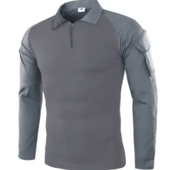 Online OUKU Men's Hiking Tee shirt Tactical Military Assault Combat Shirt Vintage Graphic Tee Long Sleeve Slim Fit Camo T Shirt with Zipper Sweatshirt Top Outdoor Quick Dry Lightweight Breathable Sweat wicking