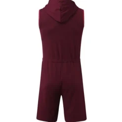 Best OUKU Mens Hooded Sleeveless Onesie Stretchy Jumpsuit Breathable Tight Onesies with Zipper
