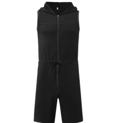 Best OUKU Mens Hooded Sleeveless Onesie Stretchy Jumpsuit Breathable Tight Onesies with Zipper