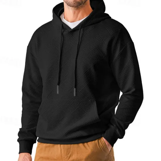 Sale OUKU Men's Hoodie Apricot Black Hooded Plain Jacquard Pocket Sports & Outdoor Daily Holiday Polyester Streetwear Basic Casual Summer Spring Clothing Apparel Hoodies Sweatshirts